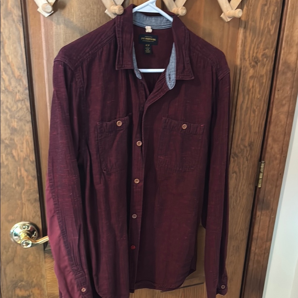 Cpo Provisions Men’s Red Button Down Shirt – Long Sleeve, Size M